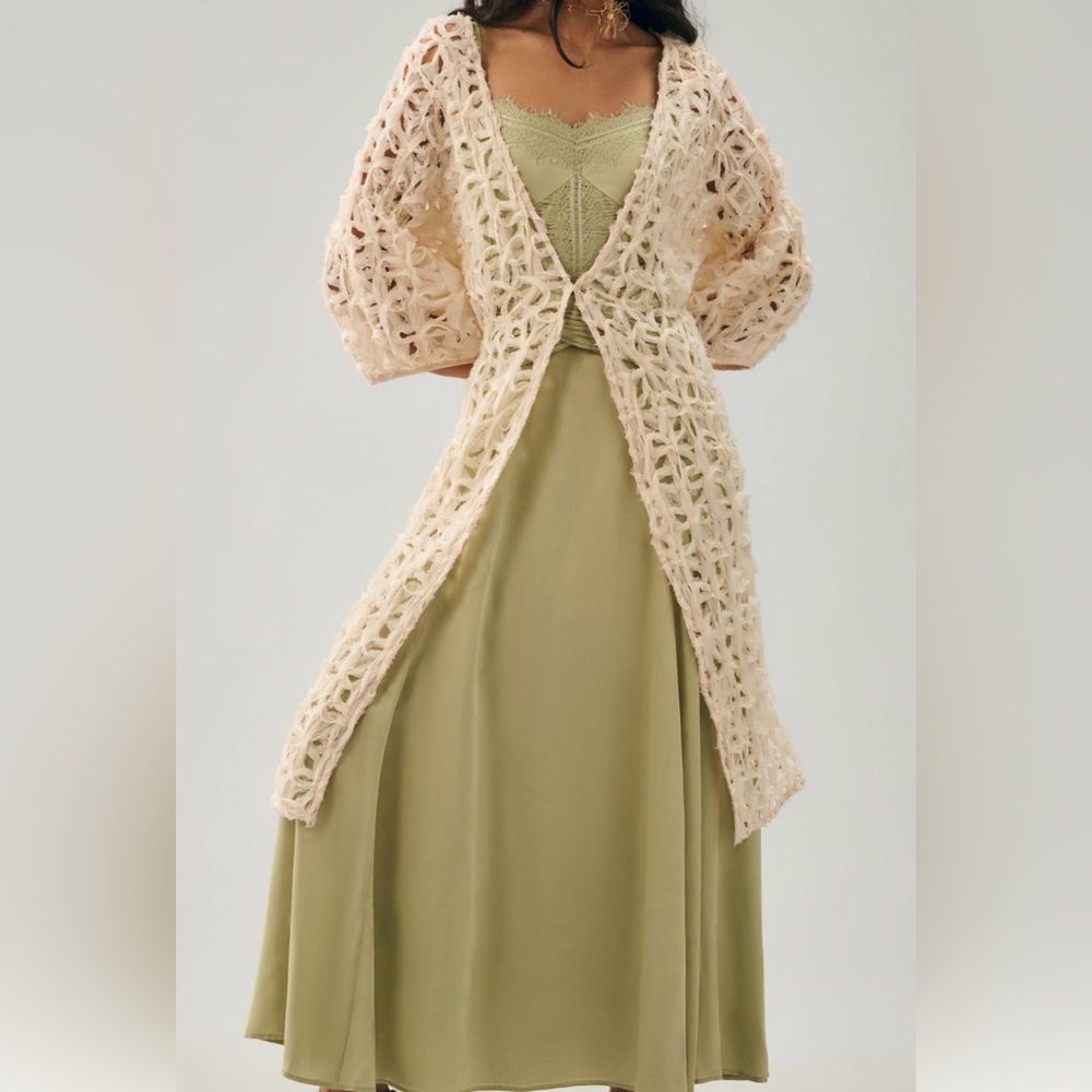 Textured cutout duster by Anthropology